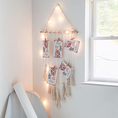 Teenage Girl Room Decor Boho Decor Wall Decor Bedroom Decor Boho Picture Frames Gifts For Girls Teengirl Gifts For Women Mom Gifts Grandma Gifts Family Gifts Macrame Picture Wall Hanging With Light Christmas Gift #TOP4