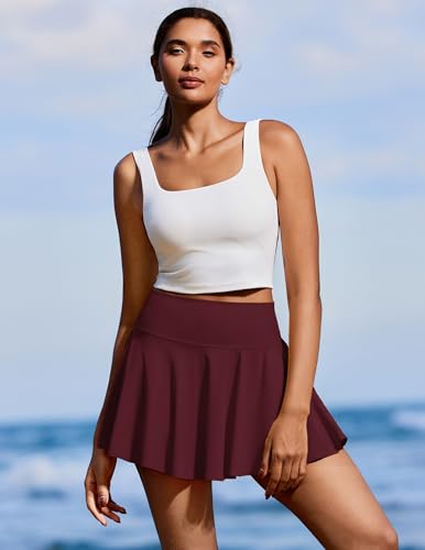 Image of PINSPARK Womens Tennis Skirt Pleated Athletic Skirts with Pockets Shorts High Waisted Golf Skort for Workout Pickleball