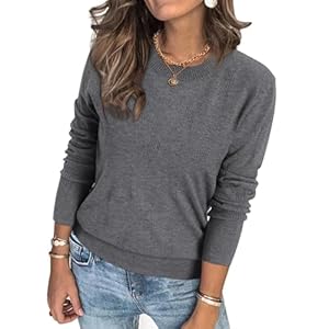 Women’s Sweaters Lightweight Pullover Sweater Long Sleeve Crew Neck Knit Tops Soft Casual Fall Clothing Trendy