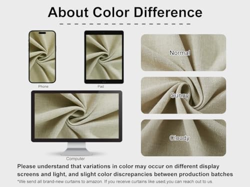 Image of Vision Home Sand Pinch Pleated Full Blackout Curtains Linen Blended Room Darkening Window Curtains 108 inch for Living Room Bedroom Thermal Insulated Pinch Pleat Drapes with Hooks 60 inch Wx108 Lx1