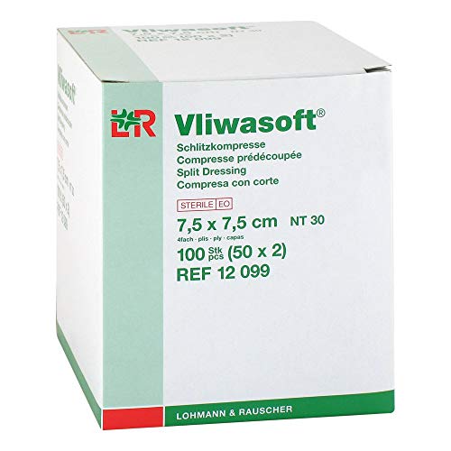VLIWASOFT Schlitzkompressen 7,5x7,5 cm steril 4l. 50X2 St