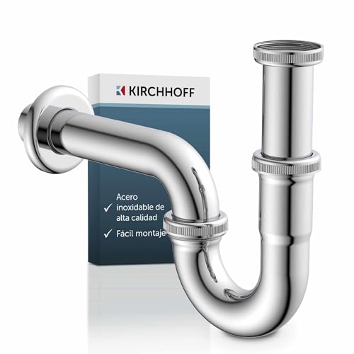 KIRCHHOFF 98801110 Sifón Tubular Sifón, desagüe, Juego de desagüe para Lavabo y Lavabo, sifón de olores, Tubo de desagüe, 1 Pieza