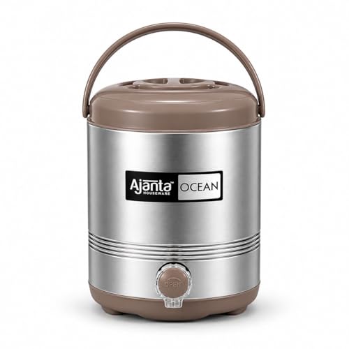 Image of Ajanta Ocean8 Stainless Steel Water Cooler, Water Dispenser Hot & Cold, Thermosteel, PU Insulated, Portable, Travel Friendly, Water Jug for Offices, Shops, Picnics (Ivory Brown, 5 litres)