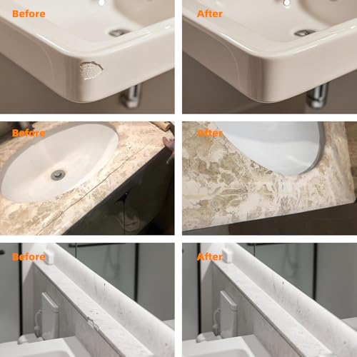 Image of Granite and Quartz Countertop Chip Filler Repair Kit Tile & Fiberglass Porcelain Repair Kit,Marble Tub Repair Kit 3.7 OZ Cracks Ceramic Corian Bathtub Sink Toilet Dents Holes Scratchs