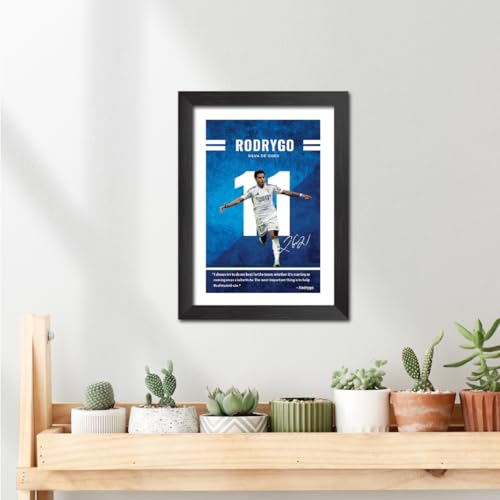Image of TenorArts Rodrygo Quotes Poster Frame Real Madrid Laminated Photo Framed Painting with Matt Finish Black Textures (12 inches x 9inches)