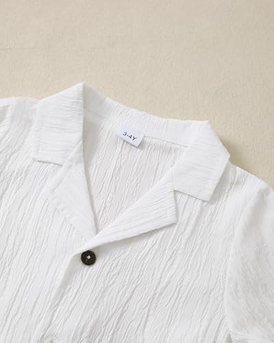 Image of Toddler 3t Boy Clothes White Short Sleeve Button Down Shirt And Brown Shorts With Vest Summer Fashion Beach 4t Boy Outfits Causal Kid Clothing Set