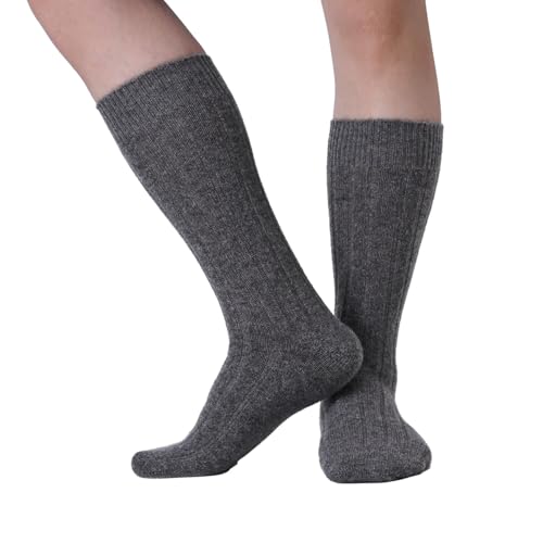 iMongol Cashmere Men Man Rib Socks Made in Inner Mongolian (US 7-10 Dark Grey)