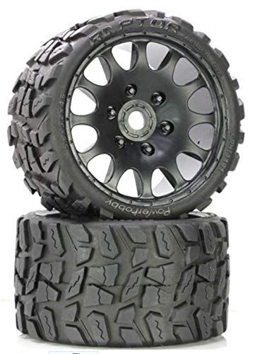 Hobbypower PowerHobby PHT1141R Raptor Belted Monster Truck Wheels/Tires Pr. -Race Soft Comp