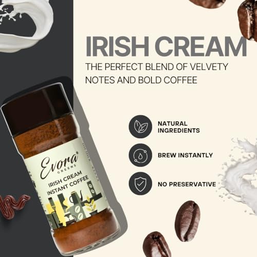 Image of EVORA GREENS Arabica Instant Coffee Powder (Irish Cream)