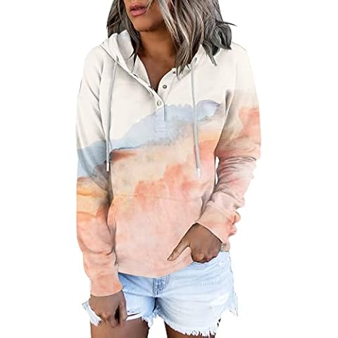 Women Hoodie Sweatshirt Printed Sweater Jumper Women's Color Printed Fashion Top Shirt Hooded Long Sleeve Casual Sweatshirt Zipper Pullover Sweatshirt Women's Hoodies Sweatshirts Long Hoodies Jumper Cover