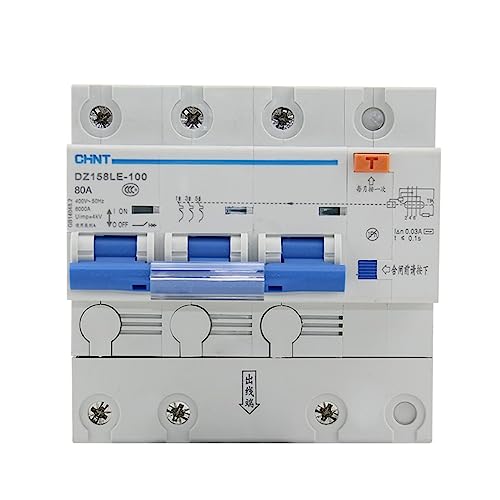 Interruptor diferencial RCBO DZ158LE-100 3P 80A disyuntor magnetotérmico trifásico 100A para cuadro