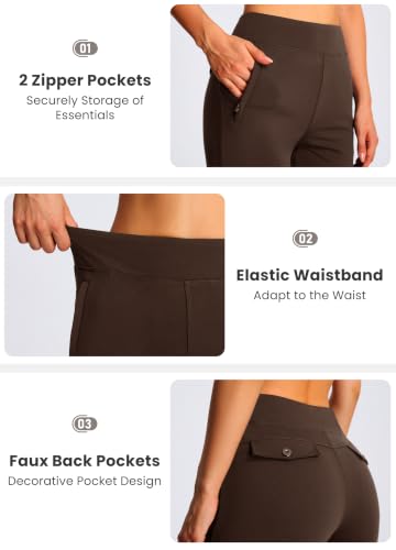 Libin Women's Fleece Lined Pants 31" Stretch Thermal Pants, Brown XL - image 4
