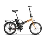 Nilox, Ebike J1 PRO, Bici Elettrica Pieghevole, Fino a 40 km di Autonomia, Fino a 25 Km/h, Motore da 36 V/250 W e Batteria 36 V-8 Ah, Gomme 20" x 2,1", Cambio a 6 Velocità
