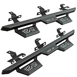 PROJEWE Drop Down Running Boards Compatible with 2020-2025 Jeep Gladiator JT 4 Doors Black Two-Stair Step Side Step Carbon Rail Nerf Bars