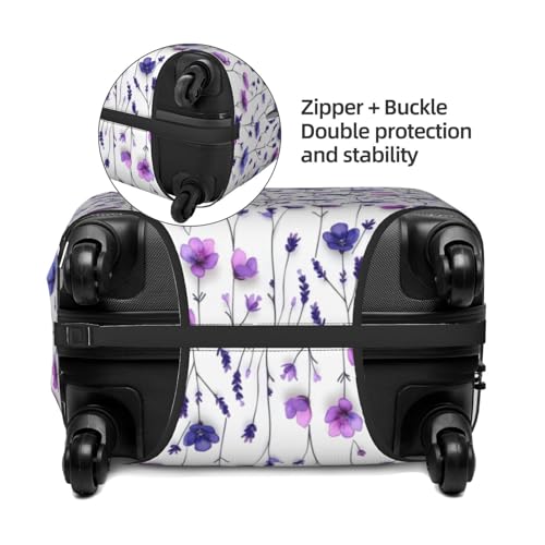 Luggage Cover Protector - Lavender Purple Flower Print Fit 18-21 Inch Suitcase Covers for Luggage3