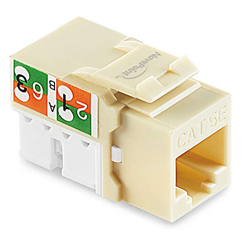 Navepoint 90 Degree Cat5E Keystone Jack, Rj45 Ethernet Connector, Type 110, Ivory 25-Pack #TOP14