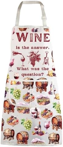 WZMPA Avental de vinicultor de uva, presente inspirado no vinho, é a resposta, qual foi a pergunta, avental de chef, vinho e mercadoria