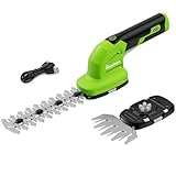 2 in 1 Hedge Trimmer Cordless, 7.2V Electric Grass Cutter and Hedge Shears, Handheld Shrub Bush Trimmer, Lightweight Grass Shears with 2 Blades, Rechargeable Garden Tool with Battery and Type-C Cable