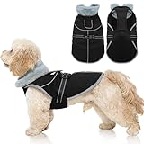 Kuoser Hundemantel Winter Warm Wasserdicht Fleecejacke Hund, Verstellbar & Reflektierend, Weiche Hundejacke für Mittlere Hunde, Farbe Schwarz S