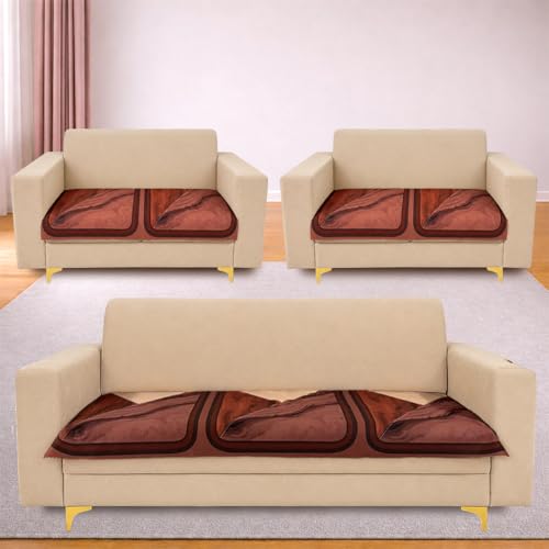 Image of Homerz Premium 'Luxe Series' Holland Velvet Sofa Cover | Smooth Finish | Anti-Skid Fleece Backing | Soft Touch Couch Protector for Living Room (Urban Dune, 7 (3+2+2) Seater, Only Seat Cover)