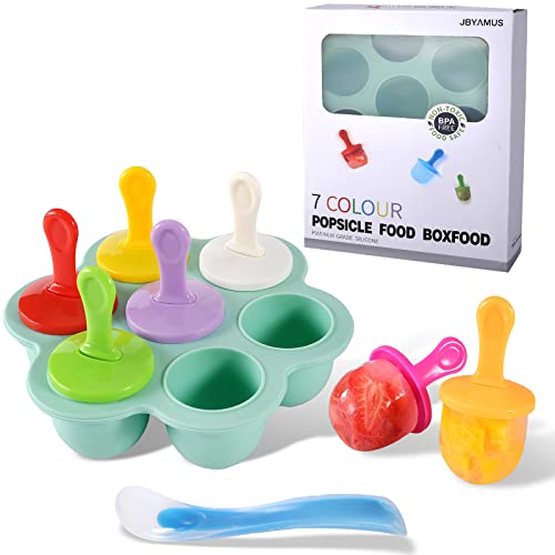 Image of JBYAMUS Silicone Popsicle Molds, Ice Pop Molds, Storage Container for Homemade Food, Kids Ice Cream DIY Pop Molds - BPA Free (R-Green)