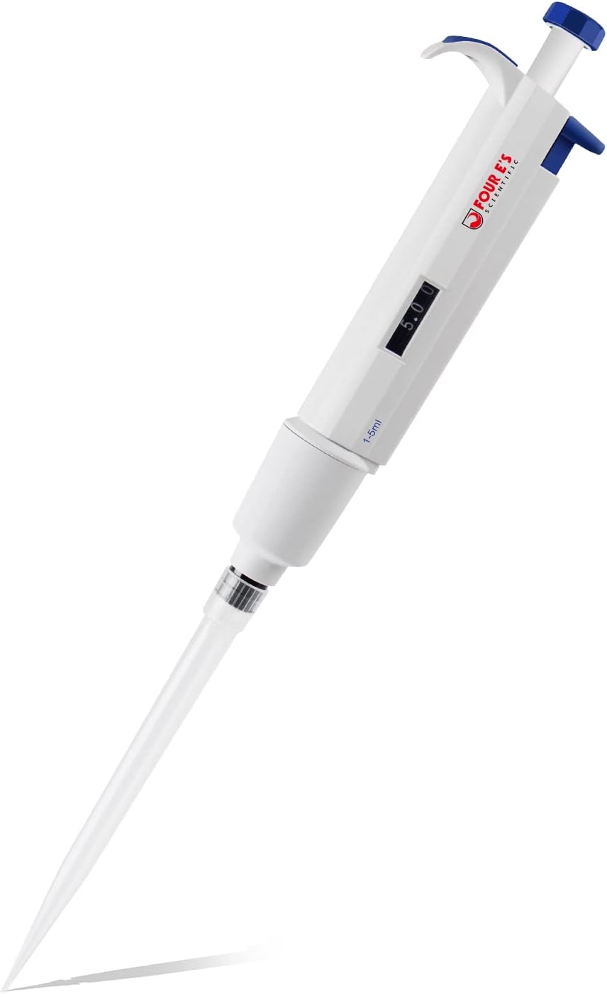 5 mL Micropipette, 1-5 mL Lab Single Channel Micro Pipettes, Adjustable Variable Volume for Liquid Laboratory Scientific School