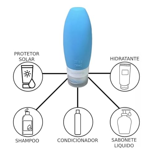 Kit 4 frascos para viagem 90ml Recipiente Porta Shampoo Condicionado Dispense Reutilizável Silicone