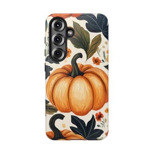 Coque Samsung S25 anti rayures rigide et brillante au design orange floral