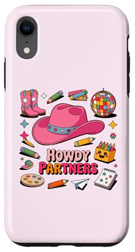 Retro Howdy Partners Cowgirl Cowboy Insegnante Ritorno a scuola Custodia per iPhone XR