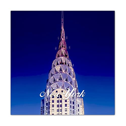 Pancarte en bois horizon New York 40x40 cm pour déco murale