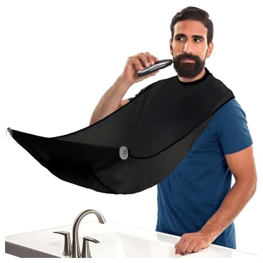 BEARD KING Beard Bib Apron for Men - the Original Cape As Seen on Shark Tank, Mens Hair Catcher for Shaving, Trimming - Grooming Accessories & Gifts for Dad or Husband - 1 Size Fits All, BLACK