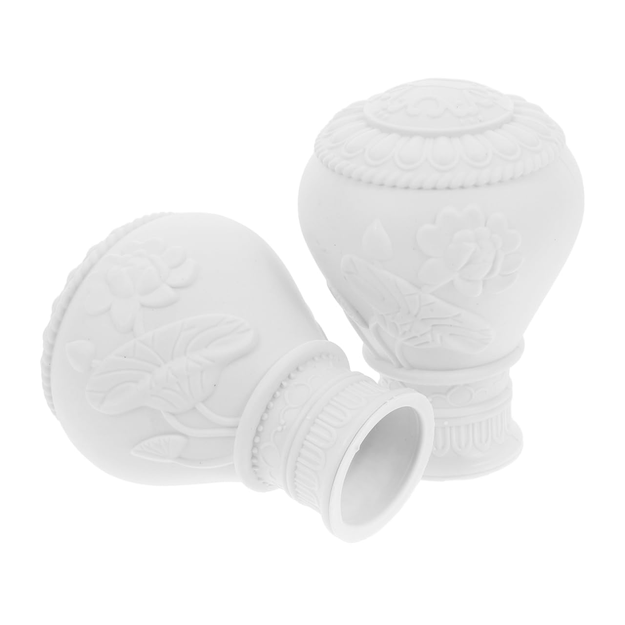 RORPOIR Decorative Curtain Pole Finials Ends 2 Pack Replacement End Caps for Window Drapery Rods Secure Fit Easy Installation 3.54X2.48 Inch Plastic Curtain Rod Accessories
