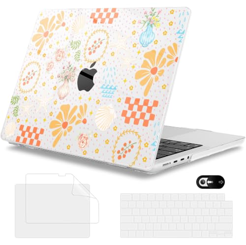 Mektron Case for M5 MacBook Pro 14 inch 2026 Model A3427 A3426 Fit 2025-2021 Model A3434 A3112 M4 A3112 A3401 A3185 M3 A2918 A2992 M2 A2779 M1 A2442 Pro/Max Cover,Seaside Blooms
