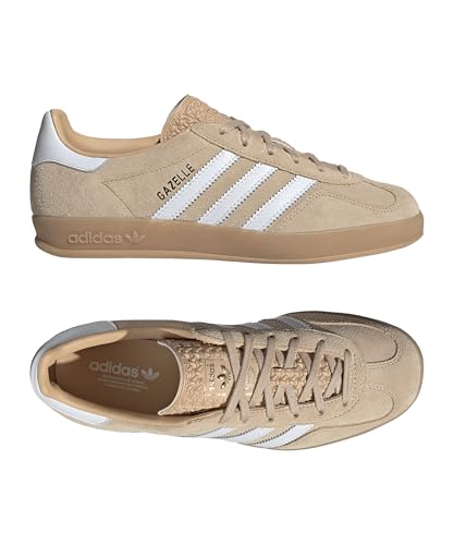 Image of adidas Gazelle Indoor Women's Sneaker's, Magic Beige /Cloud White /Gum, Size 8.5