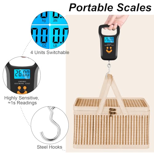 Digital Suitcase Scale, Luggage Scale(50kg Capacity), Portable Suitcase Weighing Scale, Luggage Weighing Scales with Extra Wide Handle, 4 Unit Conversions, LCD Display With 2 Batteries Charging Cable - Image 5