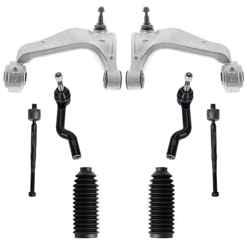 Image of Detroit Axle - RWD 8pc Front End Control Arms Kit for 2008-2014 Cadillac CTS 2009 2010 2011 2012 2013, 2 Lower Control Arms with Ball Joints 2 Boots 4 Outer Inner Tie Rods Replacement