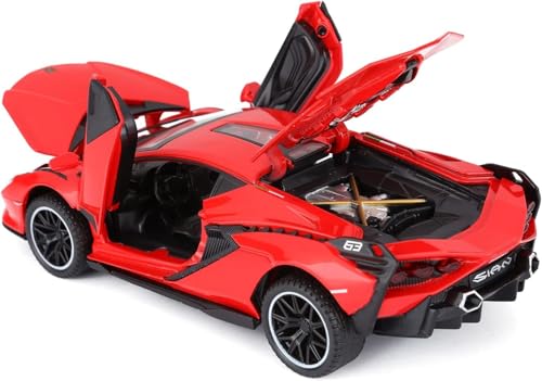 Image of 1:32 Scale Lamborghini SIAN Toy Car | Metal Pullback Diecast Car for Kids with Openable Doors, Sound, Light Effects Toy for Car Enthusiasts (Blue)