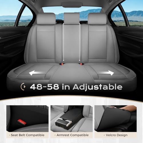 Image of Coverado Car Seat Covers Full Set, Seat Covers for Cars, Front Seat Covers and Back Seat Cover Waterproof Leather Automotive Seat Cover, Universal Car Interior Protectors Cushion for Most Cars