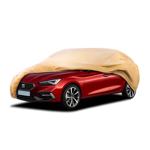 Funda para Coche JURMON Resistente para Exterior Apto para Seat Leon, resistente al viento, impermeable para todo tipo de climas, protección contra sol y lluvia, UV y polvo, nieve, cubierta exterior