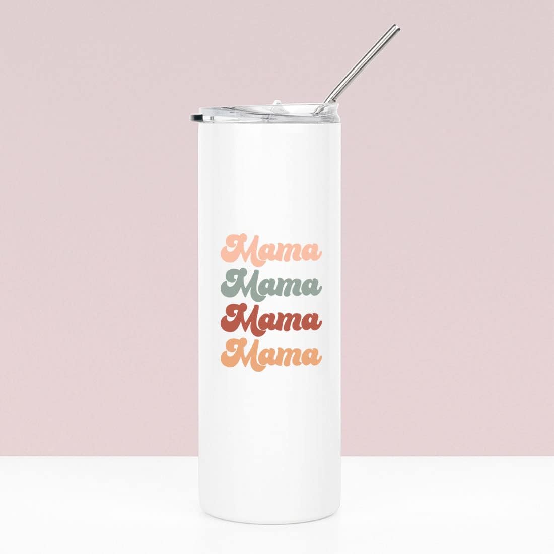 Andaz Press Mothers Day Tumbler and Straw 20 oz Skinny Tumbler Boho Mama Stainless Steel Insulated Mama Water Bottle, Mama Cup, New Mom, Mom Gifts, Mom Birthday Gifts, Mom Tumbler With Straw, 1-Pack - Image 3