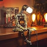ZGLCQSGY Steampunk Lamp Industrial Iron Robot Cool Lamps Creative Bronze Lamp for Office Home Restaurant Bedroom Living Room, Christmas Gifts for Men (Without Bulb)