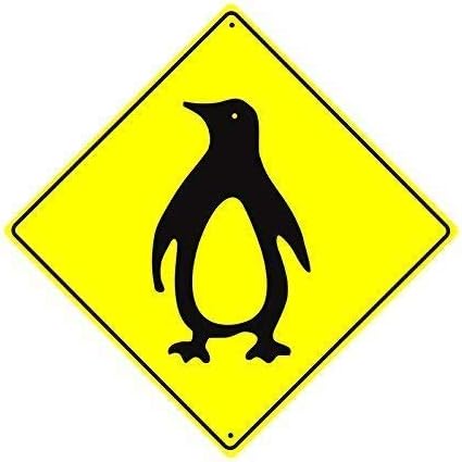 Amazon ペンギン交差点野生動物動物の注意標識錫金属標識道路庭屋外標識 店舗看板 文房具 オフィス用品