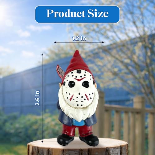 Image of GENANY 3D Resin 2Pcs Spooky Gnome Car Air Freshener Vent Clip, Hand Painted Masked Garden Gnome Designs, Gothic Automotive Freshener, Funny Horror Car Accessories Gift