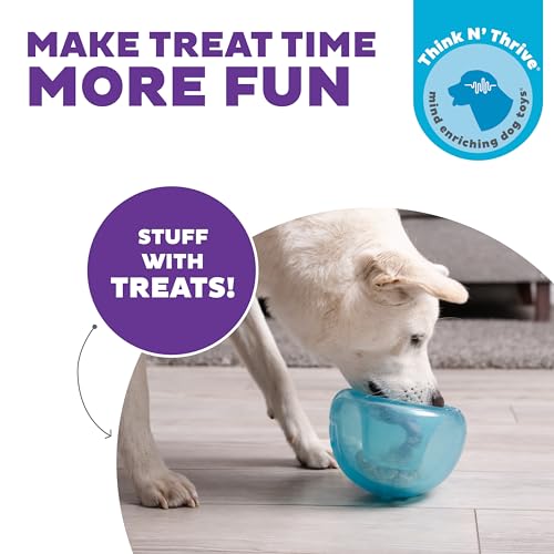 Outward Hound by Planet Dog Snoop Dog Toy – Treat‑Dispenser Puzzle Ball, Interactive Slow Feeder, Medium to Large Dogs, Bouncy & Mint-Infused, Blue, 5" by Outward Hound - Image 2