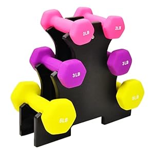 Neoprene Dumbbell Hand Weights, Anti-Slip, Anti-roll, Hex Shape Colorful, Pair or Set with Stand