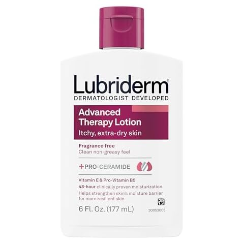 Lubriderm Advanced Therapy Fragrance Free Moisturizing Hand & Body Lotion + Pro-Ceramide with Vitamins E & Pro-Vitamin B5, Intense Hydration for Itchy, Extra Dry Skin, Non-Greasy, 6 fl. oz Cover