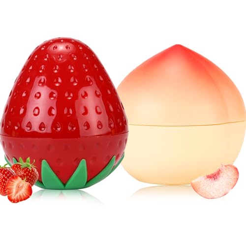 2Pcs Hand Cream for Dry Cracked Hands, Fruit Hand Lotion, Birthday Gifts for Women, Moisturizing Mini Hand Cream Travel Size, Bridesmaid Gifts, Nurse Gifts, Thank You Gifts (Strawberry&Peach)
