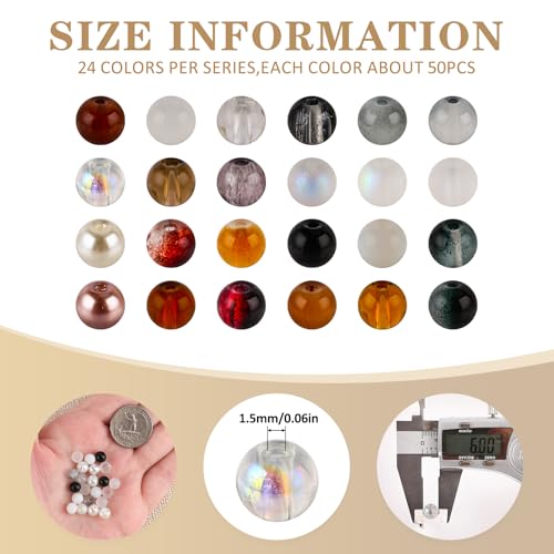 Image of XSEINO About 1200PCS 6mm Glass Beads Bracelet Making Kit,24 Assorted Black and White Series Colorful Crystal Beads for Bracelet and Jewelry Making and DIY Crafts,Friendship Bracelets