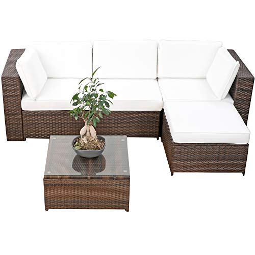 XINRO Rattan Lounge XL - Balkon Loungemöbel XL 15-TLG 3-Sitzer...