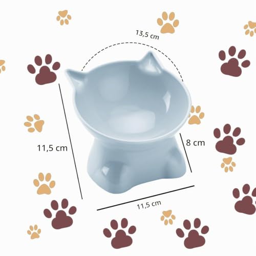 Katzennapf Erhöht Fressnapf Katze mit 15° Neigung Design,Futternapf Katze,Katzenfutternapf für Futter und Wasser,perfekt für Haustiere Katzen und Welpen (Grau, Einfarbig)